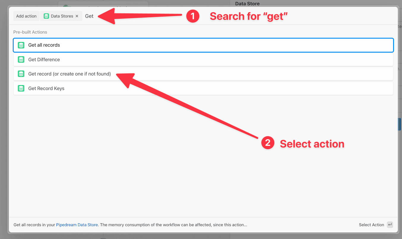 Create a get record action