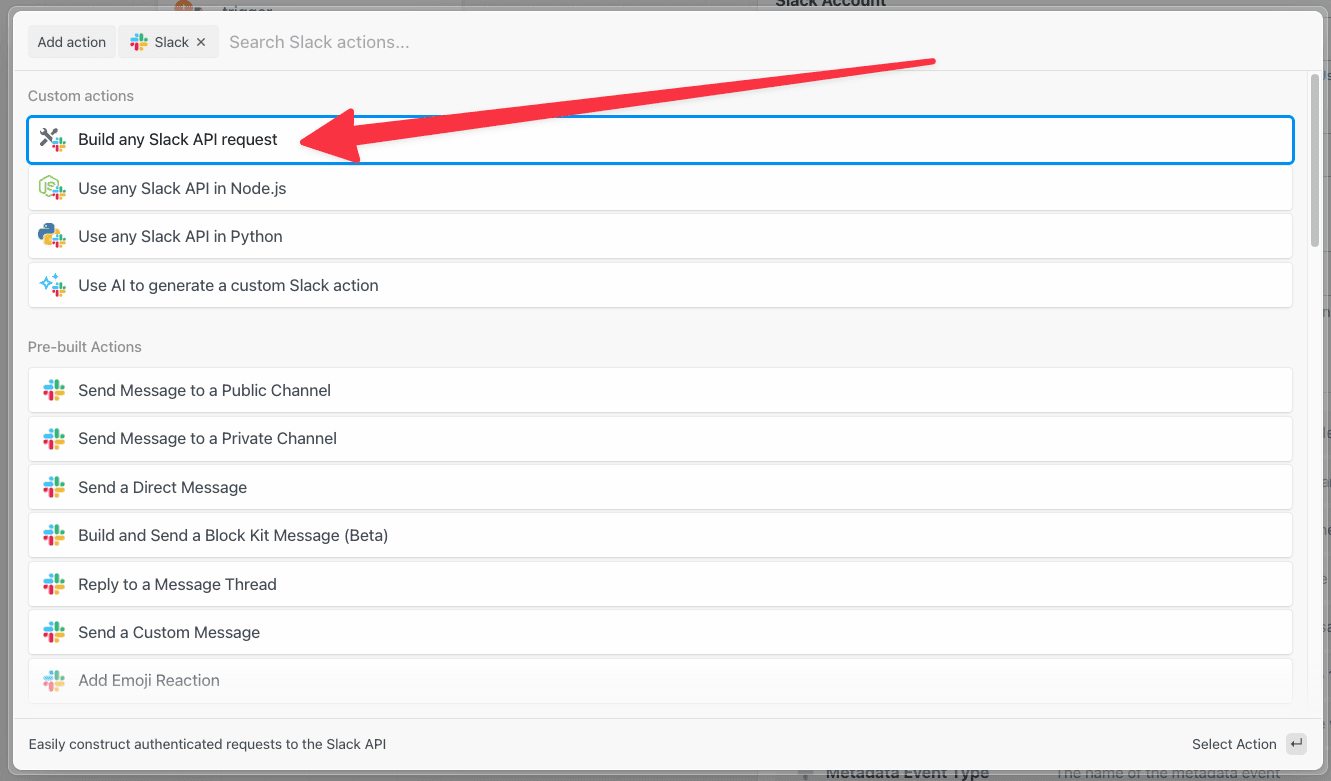 Finding the HTTP request builder action