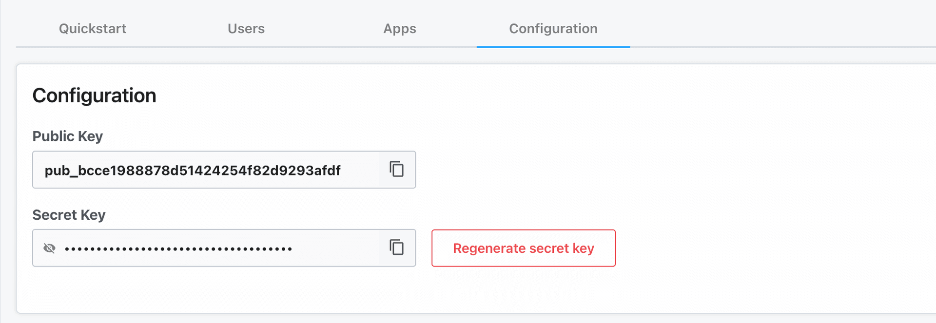 Project keys in the Connect tab