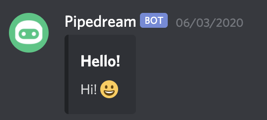 Discord embed message in channel