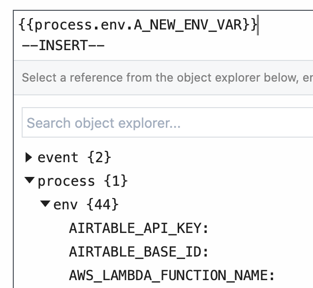 Environment variables in the object explorer