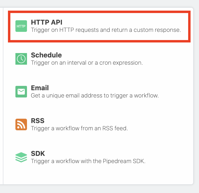 HTTP API trigger