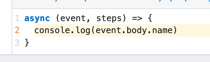 Normal code step with reference to event