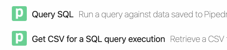SQL actions
