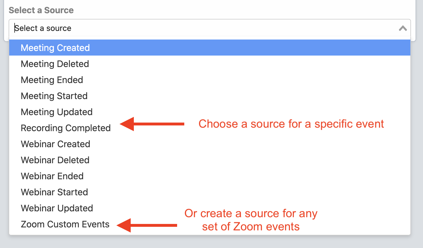 List of Zoom event sources